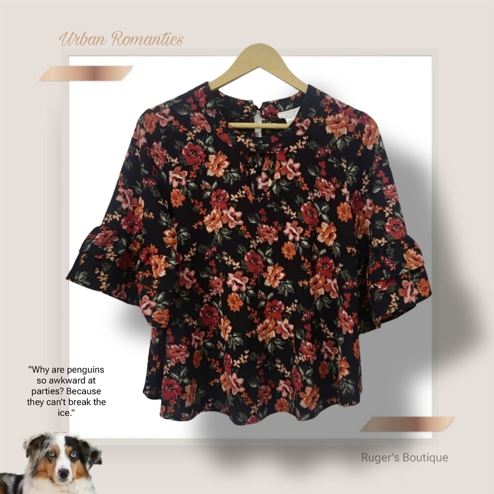 🌿Urban Romantics Urban Outfitters Womens Medium Fall Autumn Flounce Top - Picture 14 of 15